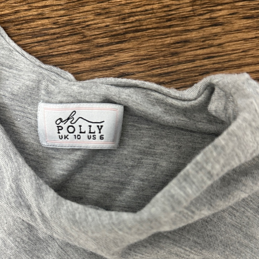 Oh Polly Drawstring Asymmetrical Short Sleeve Maxi in Marled Gray - Picture 6 of 6
